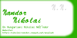 nandor nikolai business card